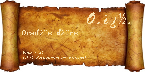 Orsós Örs névjegykártya